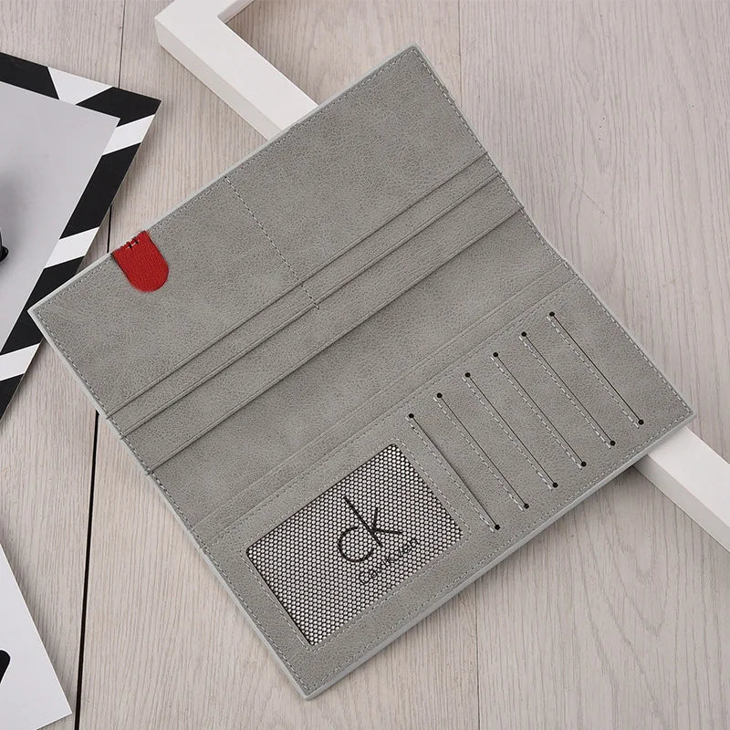 Long Men's Wallet, Thin Vintage Frosted Soft Leather Billfold, Men's Personalized Fashion Student Ticket Holder Moneybag 2025