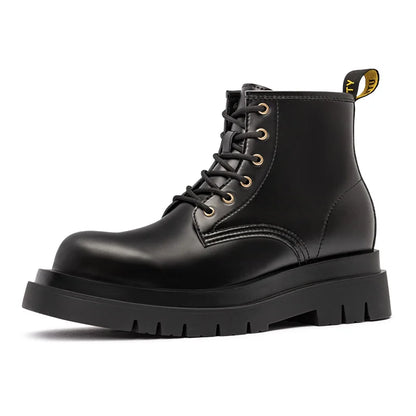 Maden Men's Cowboy Boots Black Motorcycle British Boots TPR Sole Work Shoes Safety High Top Boots for Fall Winter