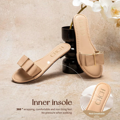 Women's Flat Shoes  New Summer Bow Casual Slippers Black Commuting Woman Shoes