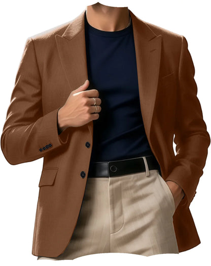 Men Blazer Jacket Single Breasted Notched Lapel Slim Fit Casual Business Suit Jacket Office Daily Wear Gentleman Sport Coat