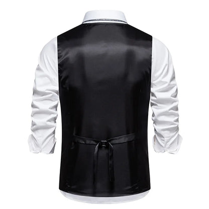 Men's Herringbone Vest Spring/summer V-neck Single Breasted Patchwork Waistcoat Slim Fit Mens Casual Suit Vest Best Dress