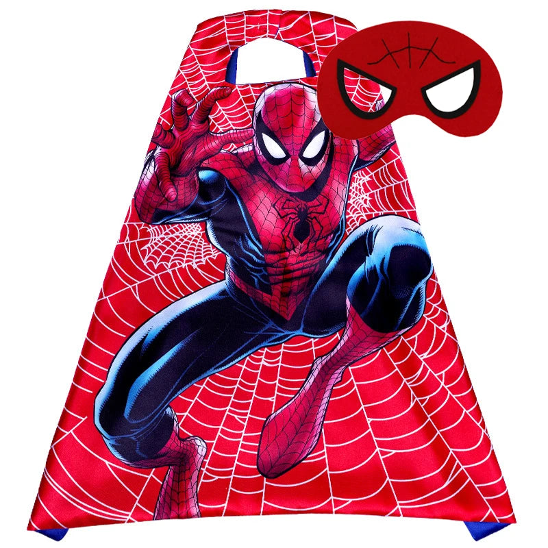 Halloween Super Hero Masquerade Mask Cape Cloak Anime Spider Man Batman Cloak Action Figure Marvel Toys Cosplay Party Gift