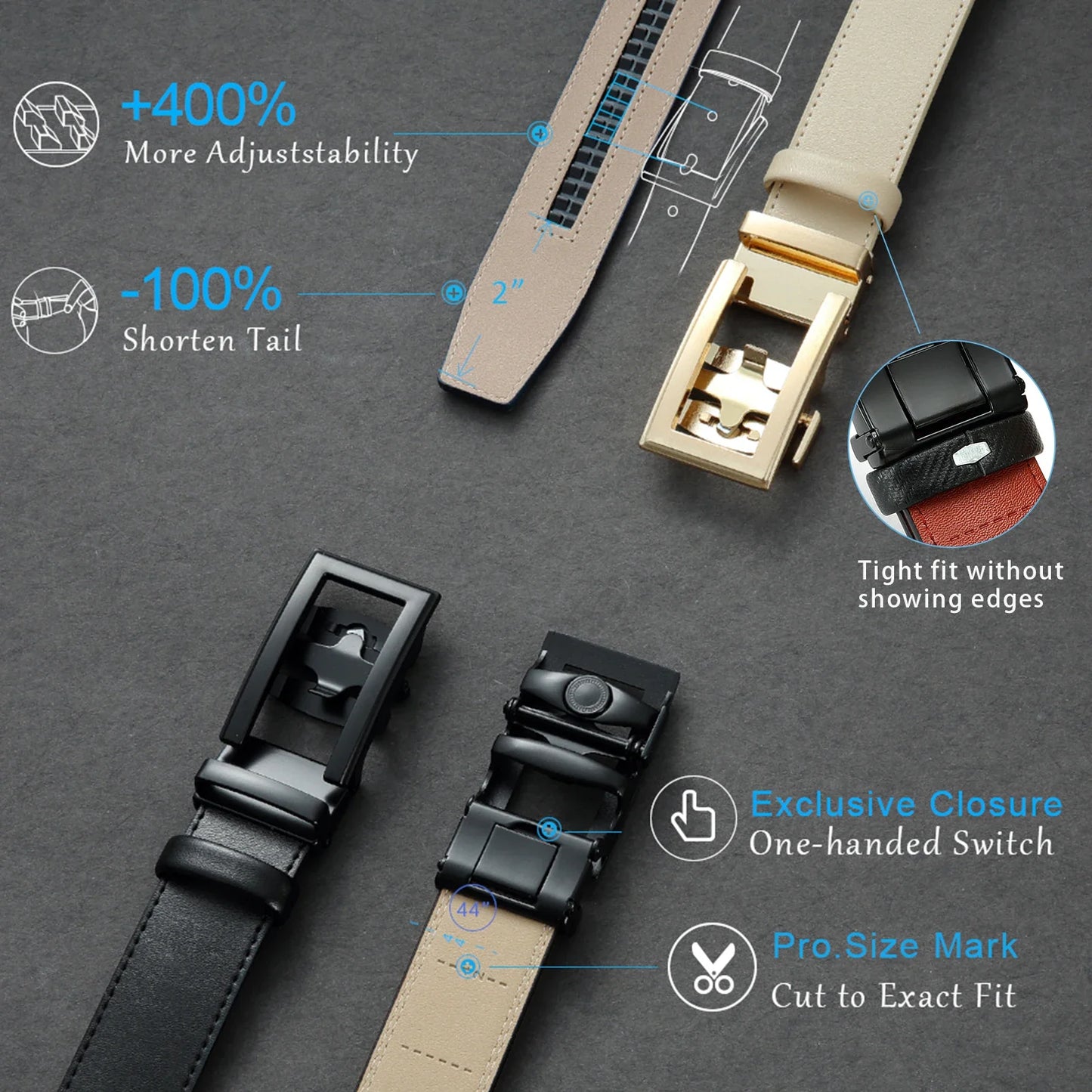 DOOPAI New Mens Belt Hollow Automatic Mens Belt Genuine Leather Luxury Belt  For Men Belt Male Strap Male Metal Automatic Buckle