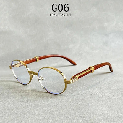 Oval Sunglasses Women 2024 Trendy Designer Wooden Sunglasses Men Luxury Fashion Glasses Vintage Lentes De Sol Mujer Zonnebril