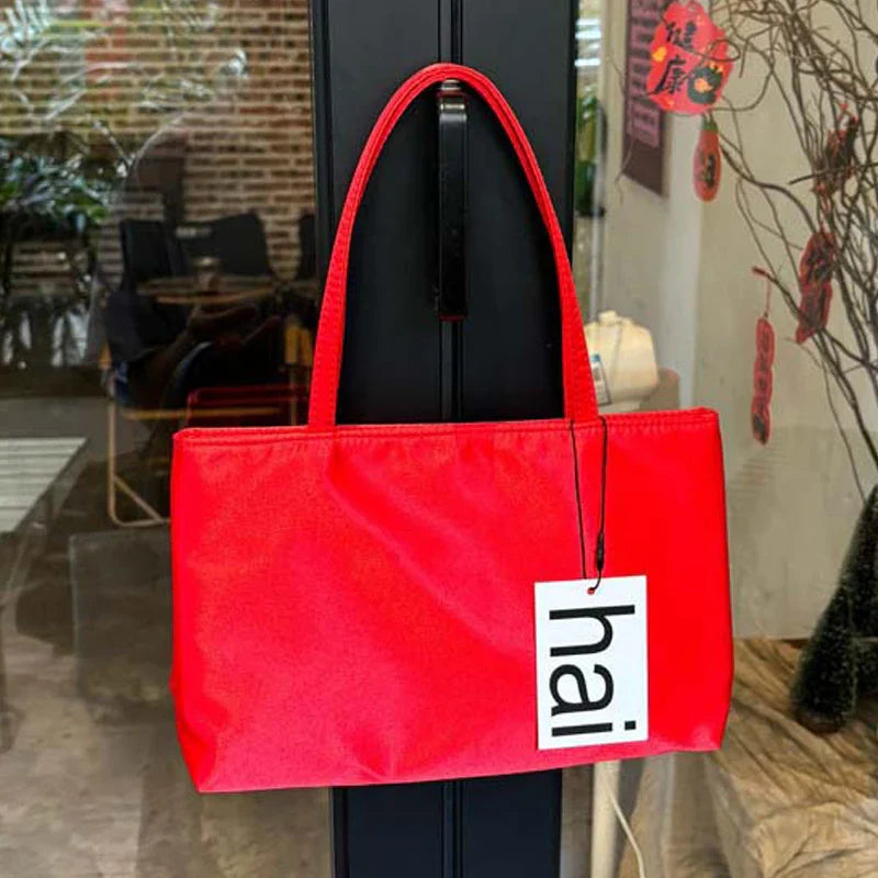 Luxury Premium Designer Elegant Womens Silk Satin Small Tote Solid Color Shoulder Underarm Purse Versatile Fashion Commuting Bag