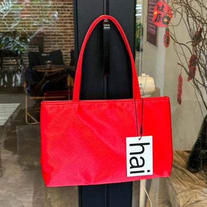 Luxury Premium Designer Elegant Womens Silk Satin Small Tote Solid Color Shoulder Underarm Purse Versatile Fashion Commuting Bag