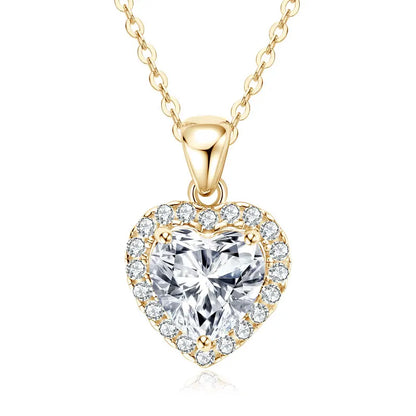 2ct D Color Moissanite Love Heart Pendant Necklaces 925 Sterling Silver Necklace Chains for Women Wedding Jewelry Gift