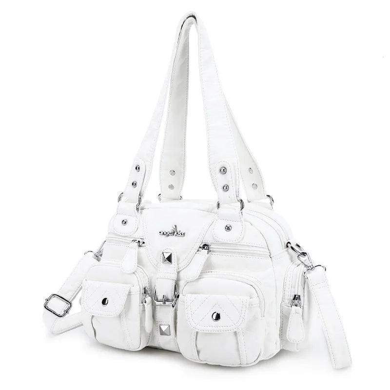 Vintage Bag Women Small Handbags Satchel Top-handle Handbag PU Shoulder Bag Fashion Dumpling Pack Multi-pockets Shoulder Bags