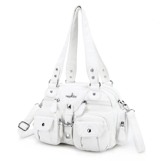 Vintage Bag Women Small Handbags Satchel Top-handle Handbag PU Shoulder Bag Dumpling Pack Multi-pockets Shoulder Bags