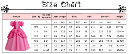 Princess Peach Style Dress Up Costume Set for Little Girls Birthday Carnival Party Role Play Outfit Kids 2-8Y Birthday Gifts