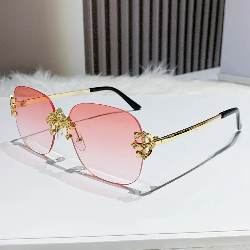 2025 New Frameless Sunglasses Women Men High-end Fashion Sunscreen Ladies Square Sun Glasses Alloy Legs Gafas De Sol UV400