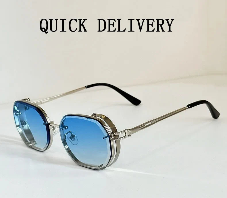 2024 Steampunk Sunglasses For Men Fashionable Square Punk Fashion Glasses Designer Sunglasses Women Trendy Gafas De Sol Hombre