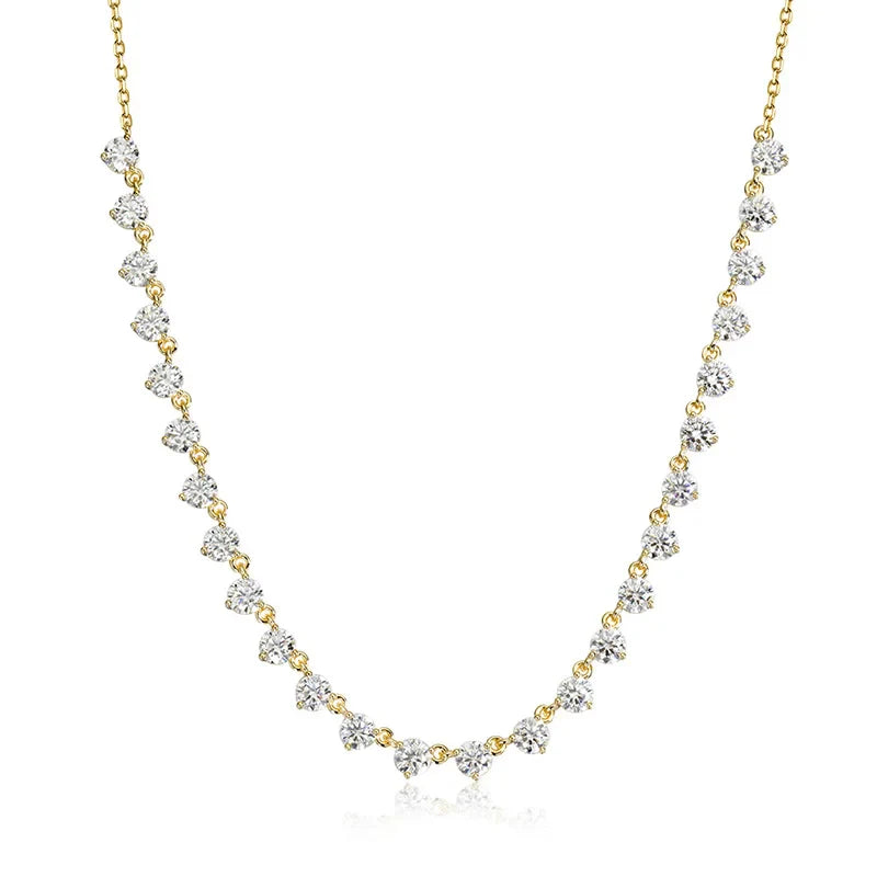 4mm All Moissanite Necklaces for Women 42cm Adjustable Chain Sparkling 1/2 Tennis Necklace 925 Sterling Silver Jewelry