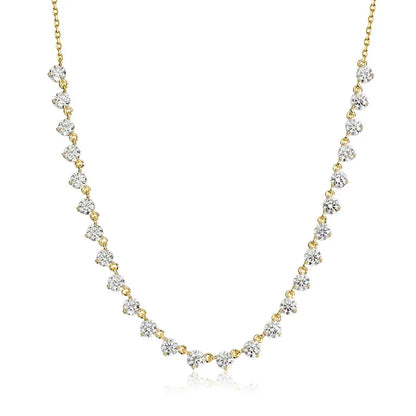 4mm All Moissanite Necklaces for Women 42cm Adjustable Chain Sparkling 1/2 Tennis Necklace 925 Sterling Silver Jewelry