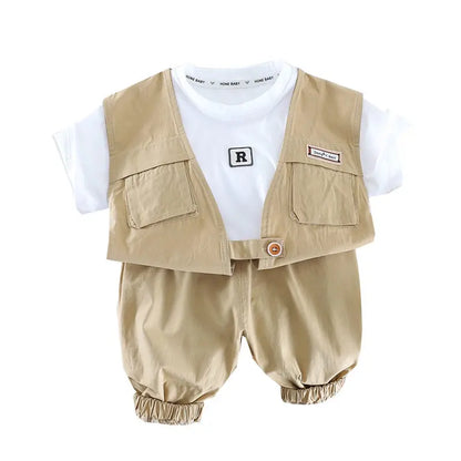 New Summer Baby Clothes Suit Children Boys Girls Gentleman T Shirt Shorts 2Pcs/Set Toddler Casual Clothing Infant Kids Tracksuit