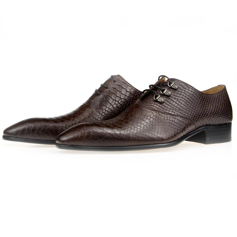 Men's Casual Dress Shoes Classic Oxfords Formal Modern Business Shoes Social Male Wedding Dress Sapato Loafer Serpentine Print