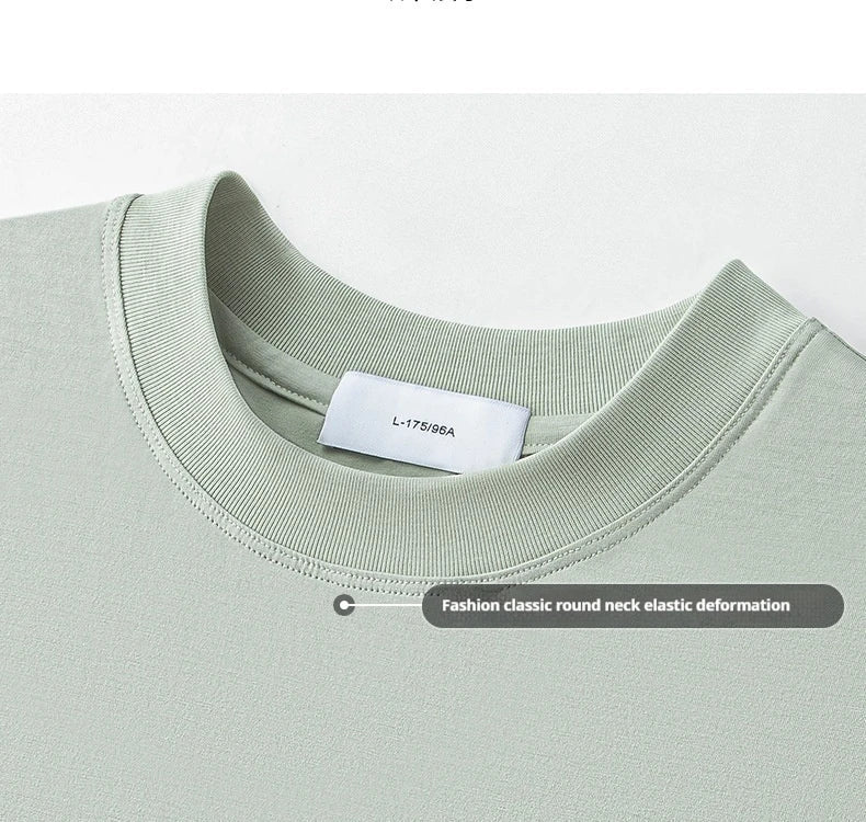 64% Cotton 25% Bamboo Fiber Cool T Shirt Men Short Sleeve Summer Tops For Men Round Neck Skin Friendly Solid Color Male Clothes