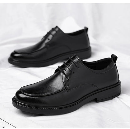 Leather Shoes Men's Four Seasons Business Formal British Casual Commuting Style Black Heightening Wedding Groom's Shoes New