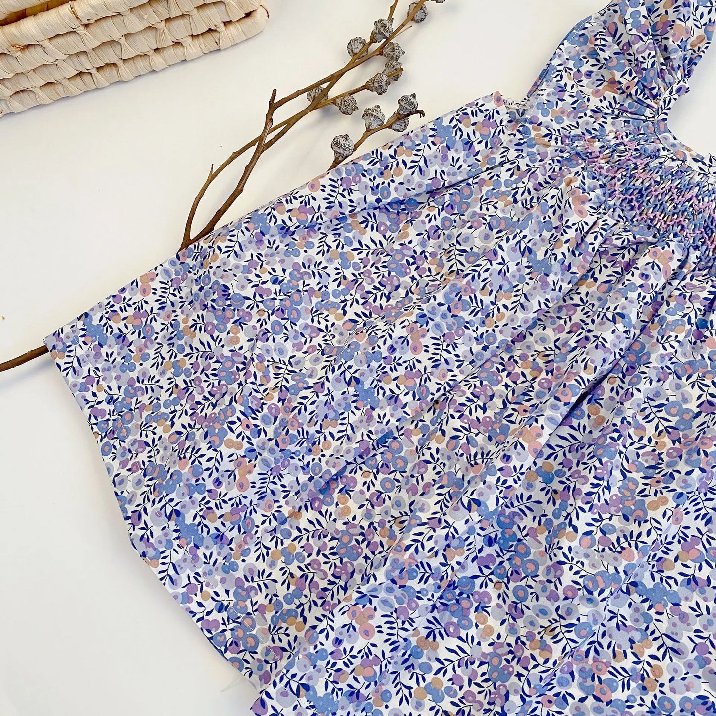 Summer Floral Smocked Vest Dress for Girls Vestidos European Style Baby Dresses Soft Breathable Cotton Children Beach Dress