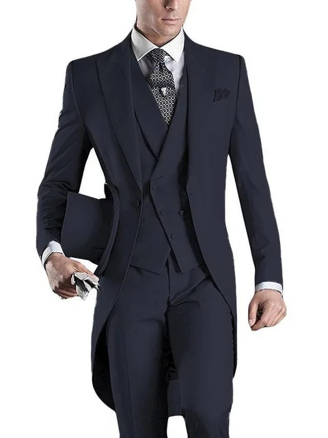 Costume Homme 3 Pieces Fashion Tuxedos Groom Wedding Men Suits Tuxedo Terno Masculino De Pour Hommes Blazer (Jacket+Pants+Vest)
