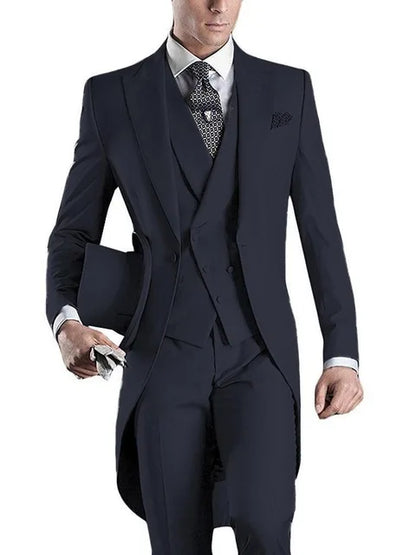 Costume Homme 3 Pieces Fashion Tuxedos Groom Wedding Men Suits Tuxedo Terno Masculino De Pour Hommes Blazer (Jacket+Pants+Vest)