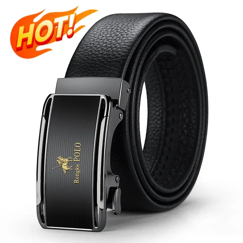 Belt for men, Genuine Leather Belt, Alloy Automatic Buckle Ratchet Belt, Men's Fashion Designer Belt 110cm-130cm