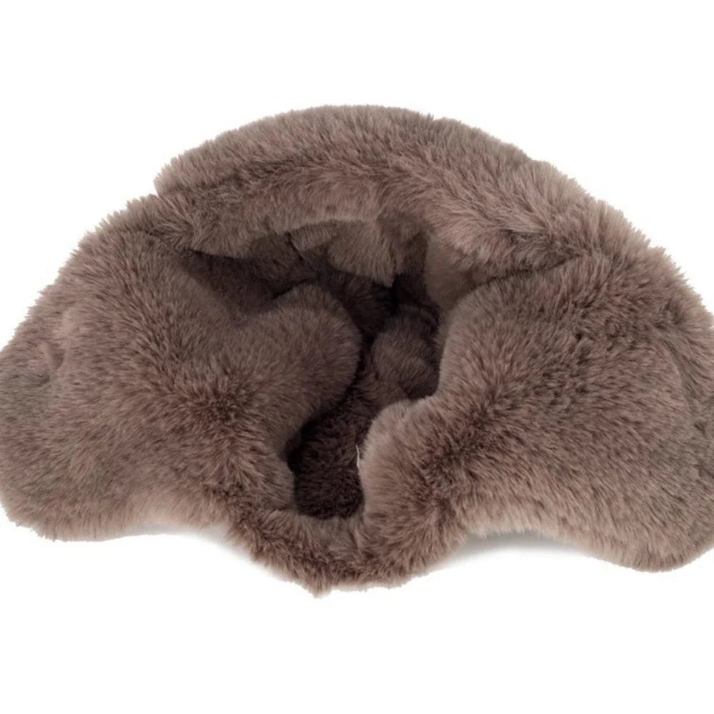 Bomber Hat Thick Warm Russian Hat Fur Lined Autumn Winter Hats for Men Women Windproof PU Leather Ski Trapper Earflap Cap