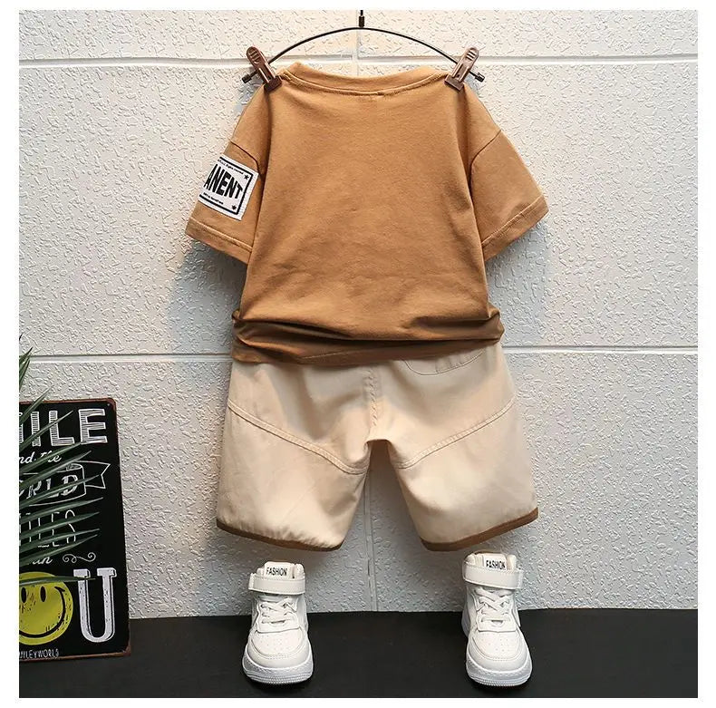 Summer Korean Infant Boys Clothes Sets Fashion Cotton Baby Girls Short T-Shirt Suits Casual