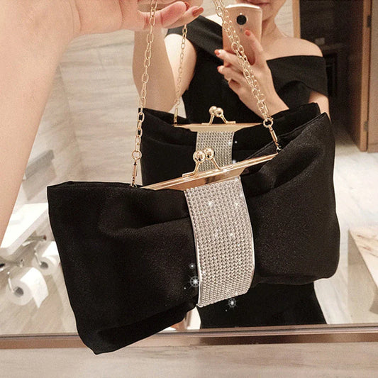 Woman Evening Bag Rhinestone Clutch Crystal Dinner Clutch Wallet Wedding Purse Party Banquet  Black Butterfly