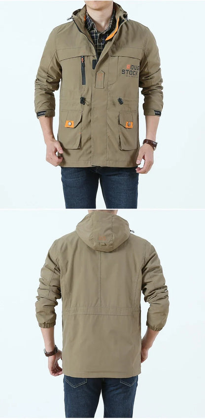 2024 Business Casual Jackets Man Sports Coat Spring Windproof Hooded Jackets Quick Drying Lightweight Outdoor Climbing Outwear