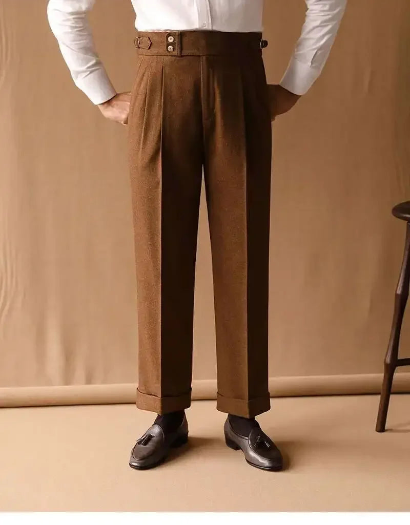 Business Pants Men Gentlemen Italian Naples Social Trousers Office-trouser Retro Casual Suit Pant Men Straight Dress Pants 2026
