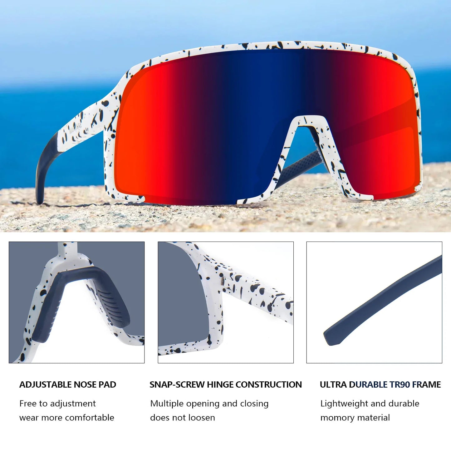 Polarized Sunglasses for Men Women, Windproof Outdoor Sports Cycling Running UV400 Protection Male Sun Glasses 8133