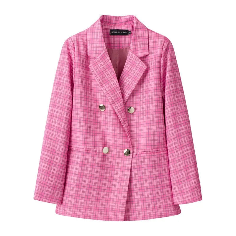 Casual Plaid Women's Suit Jacket Spring Autumn New Style Large Size Street Style Top Quality Polyester Commute Style Fashionable