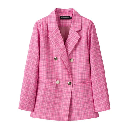 Casual Plaid Women's Suit Jacket Spring Autumn New Style Large Size Street Style Top Quality Polyester Commute Style Fashionable