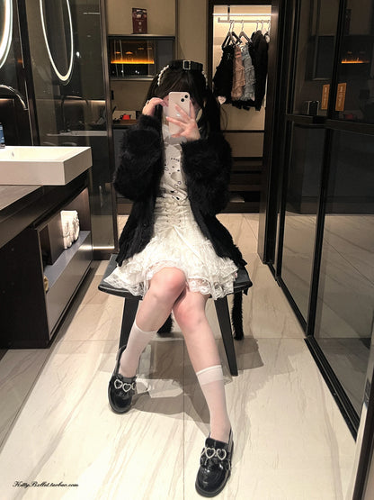 Japanese Original Lolita Lace Ruffle Edge Tied Bow High Waist Mini Skirt Spring Summer New Slim Waist Sweet Girl Y2k Skirt