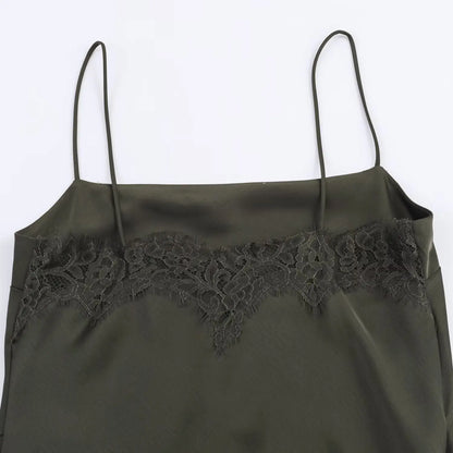 Lace Underwear Sling Dress Women Fashion Autumn Asymmetric satin texture Mini Dresses French Chic Female Evening Clothing