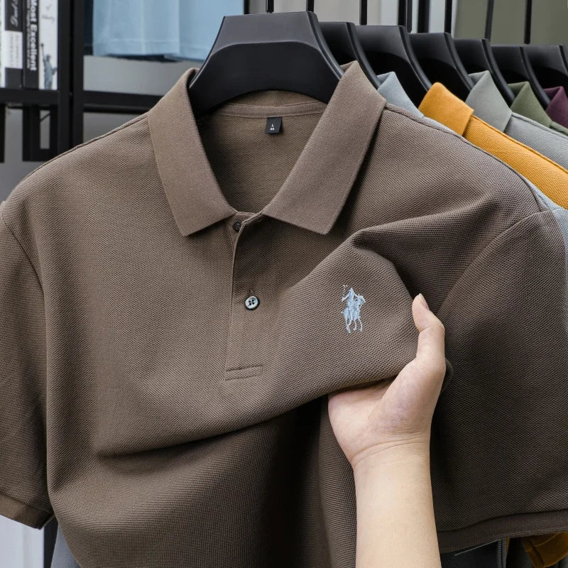 100% pure cotton fashion luxury brand pony embroidered comfortable POLO shirt for summer mens new striped exquisite short sleeve