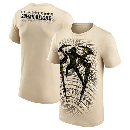 2026 Summer Men's Roman Reigns Tribal Logo 100%Cotton T-Shirt Print High Quality Fashion Breathable Casual Loose Sports shirt