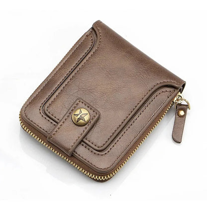Mens Wallet PU Leather Wallet for Men Mini Portable Bifold Wallet with Zipper Buckle Multiple Compartments Credit Card Holder
