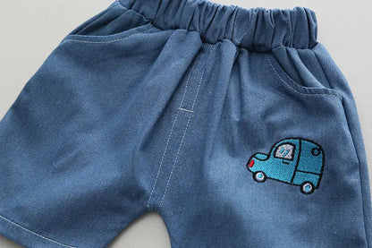 Summer Children Boys Infant Cotton Clothes Cars T Shirt Shorts 2pcs/Set Toddler Fashion Clothing Baby Tracksuits 1 2 3 4 5 Years