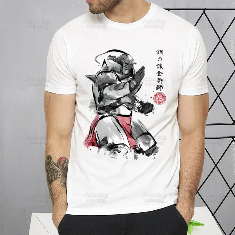 Fullmetal Alchemist T Shirt Harajuku Alphonse Elric TShirts Short Sleeve Fashion Casual Edward Elric T-Shirt Tops Tees