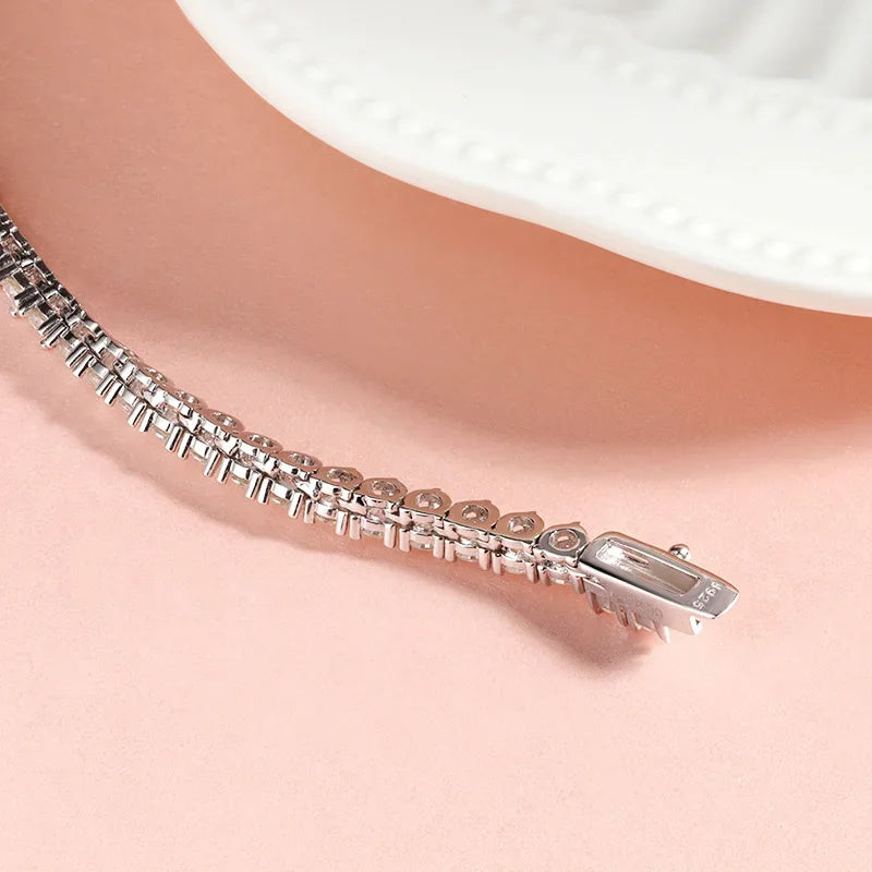 Full Diamond Gradient Zircon or Moissanite Tennis Necklace for Women Man Luxury Party Jewelry 925 Sterling Silver Chain