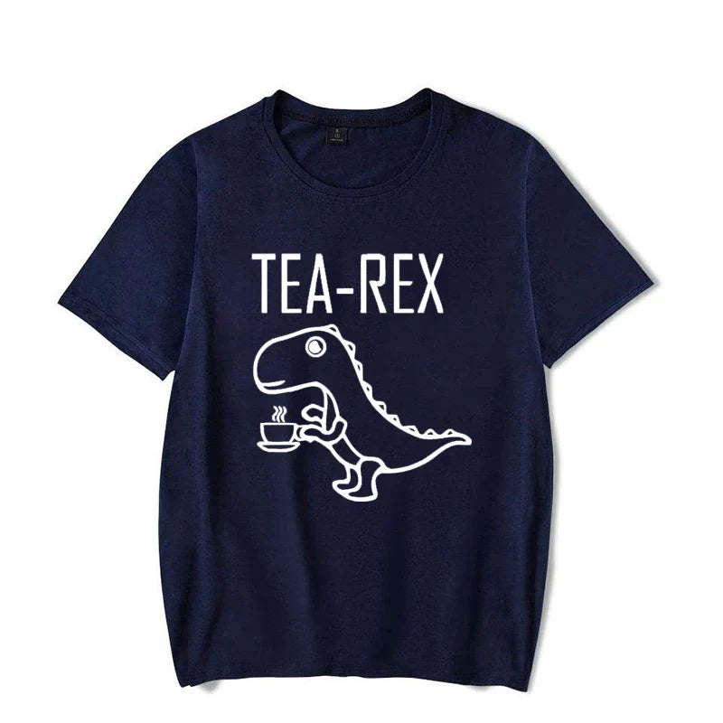 Men Women T-Shirts Tea Rex Funny Dinosaur Drink Coffee T Shirts Fashion Casual TShirt High Quality Streetwear Tops Tee Shirt