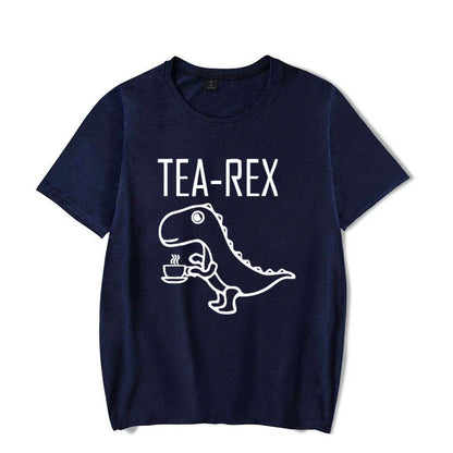 Men Women T-Shirts Tea Rex Funny Dinosaur Drink Coffee T Shirts Fashion Casual TShirt High Quality Streetwear Tops Tee Shirt