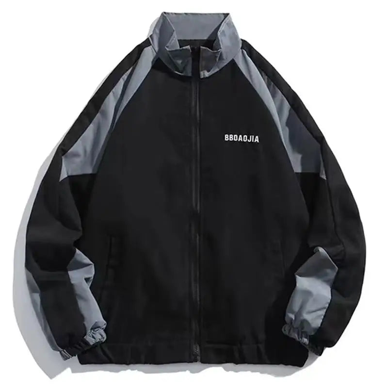 Reflective Striped Men's Jacket 2026 Hip Hop Streetwear Coats Zipper Up Jacket Windbreaker Harajuku Thin Coats Sports Black Blue