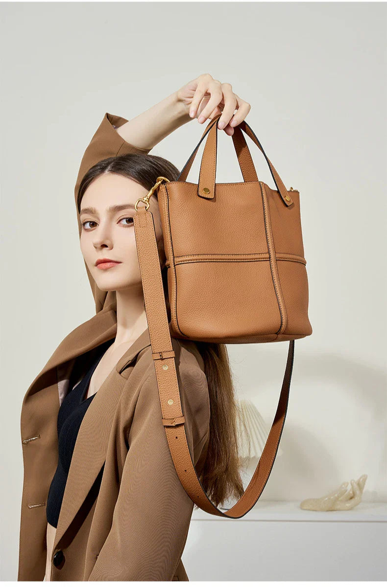 Women Bucket shoulder bag brand design Cowhide ladies handbags and purses genuine leather Tote Bags female messenger Bag Bolsas