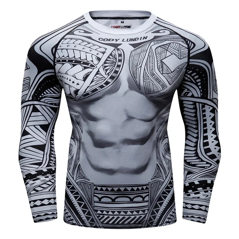 Men Sun Ptotection Fabric Gym Fitness long Sleeve Rashguard Spandex Quickly Dry jiu jitsu No Gi Rash Guard Bjj Grappling Shirts