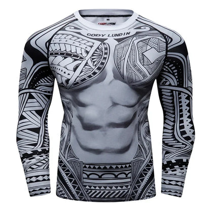 Men Sun Ptotection Fabric Gym Fitness long Sleeve Rashguard Spandex Quickly Dry jiu jitsu No Gi Rash Guard Bjj Grappling Shirts