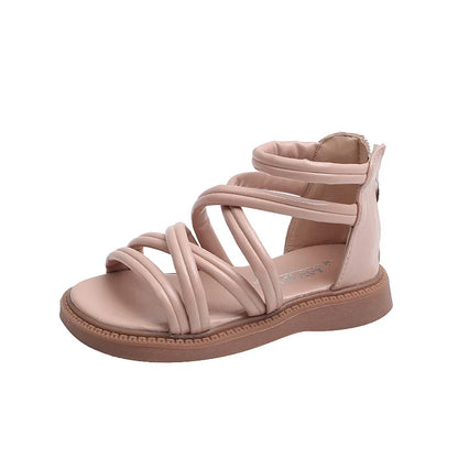 Sweet Princess Shoes for Little Girls 2026 Summer New Fashion Korean Edition High Top Roman Sandals for Girls