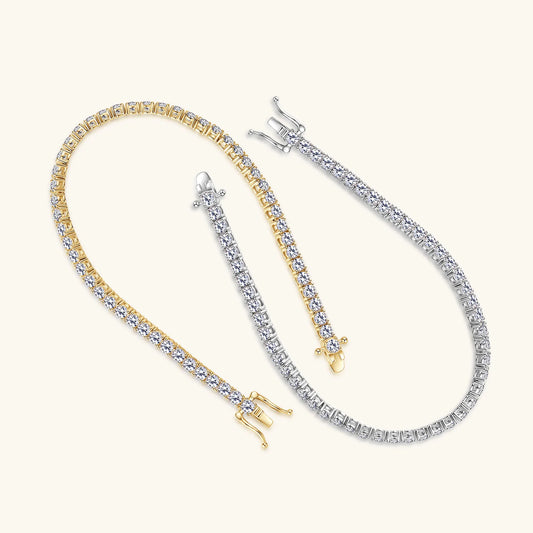Bracelet de tennis en moissanite 3 mm D VVS1 en argent sterling 925 plaqué or blanc 18 carats pour femme